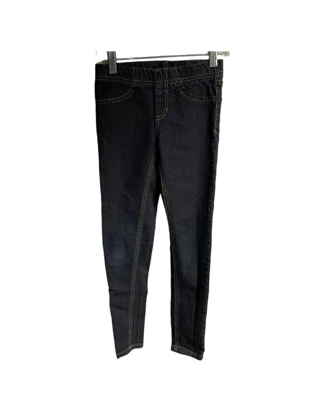 Cherokee Girls Dark Wash Denim Glitter Jeggings Skinny Elastic Waist Size 7